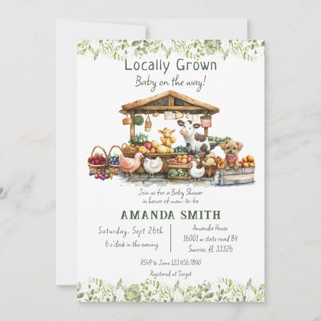 Invitation Le marché des éleveurs d'animaux Baby shower culti (Devant)