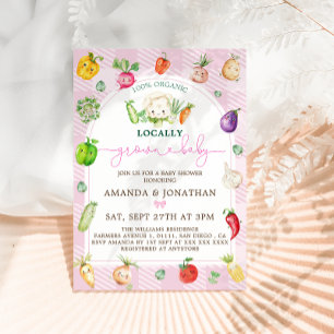 Invitation Le marché des fermiers roses Baby shower cultivé l
