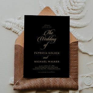 Invitation Le Mariage de calligraphie noire et or classique