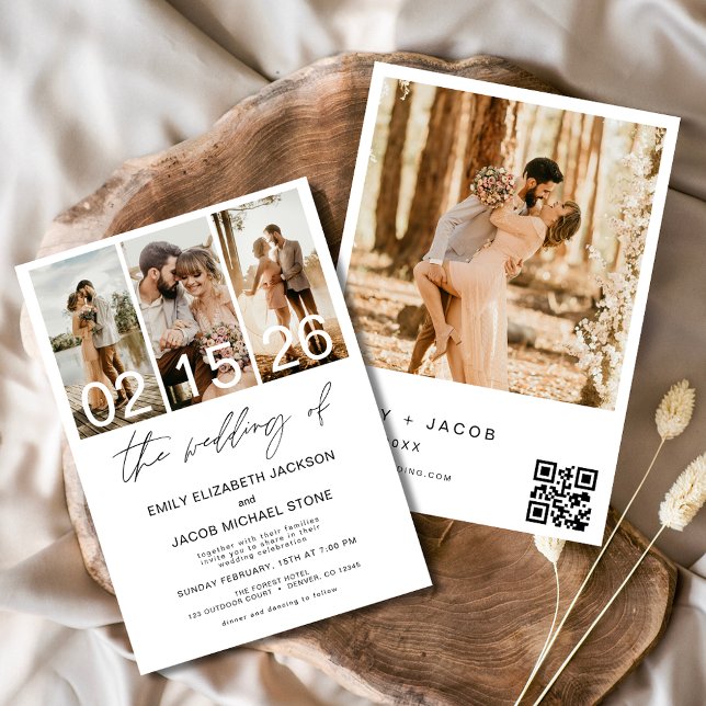 Invitation Le Mariage de la Photo QR code Minimalist Elegant (Créateur téléchargé)
