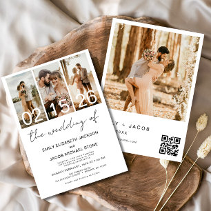 Invitation Le Mariage de la Photo QR code Minimalist Elegant
