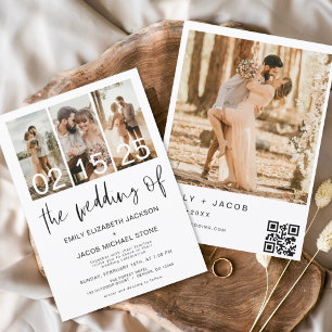 Invitation Le Mariage de la Photo QR code Minimalist Elegant