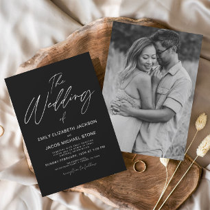 Invitation Le Mariage de Photo Noir Blanc Élégant