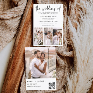 Invitation Le Mariage du code QR minimaliste Simple