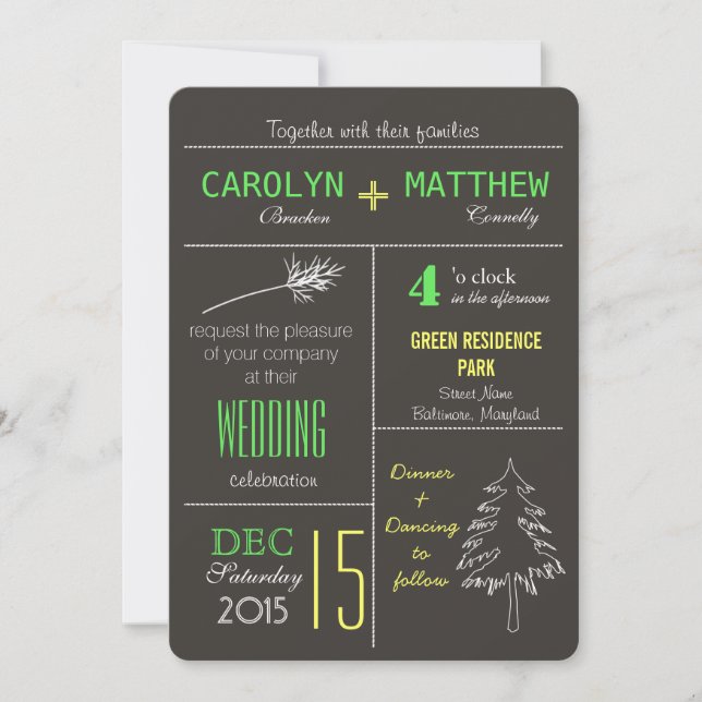 Invitation Le mariage moderne dans l'arbre en bois laisse (Devant)