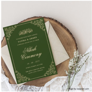 Invitation Le Mariage musulman vert Nikah islamique