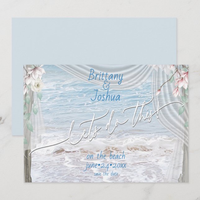 Invitation Le Mariage tropical fait cette plage Enregistrer l (Devant / Derrière)