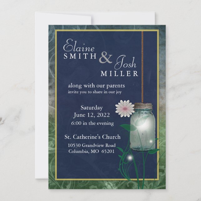 Invitation Le Mason Jar de style champêtre avec flair (Devant)