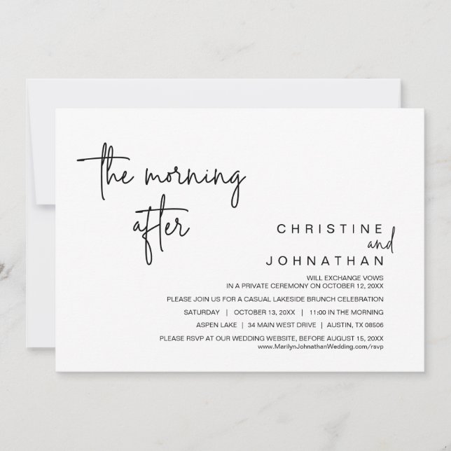 Invitation Le matin d'après, Mariage Elopement Brunch (Devant)