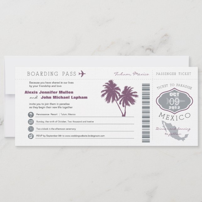 Invitation Le Mexique embarquant l'invitation de PassWedding (Devant)