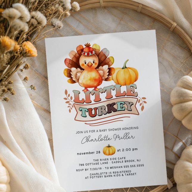Invitation Le mignon Baby shower d'action de grâces en Turqui (Créateur téléchargé)