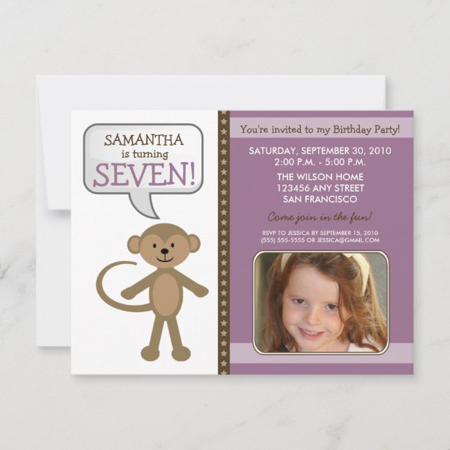 Invitation Le Monkey autour de la fête d'anniversaire Invitat (Devant)