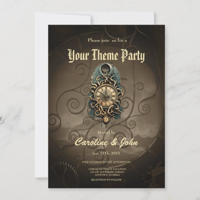 Invitation Le mystérieux mouvement steampunk. (Devant)
