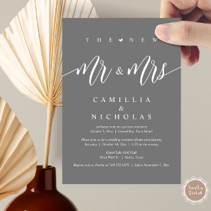 Invitation Le New Mr and Mrs, Mariage Elopement Dinner Party