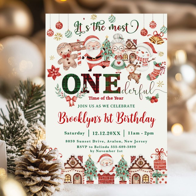 Invitation Le Noël le plus mondain 1er anniversaire Père Noël (Créateur téléchargé)