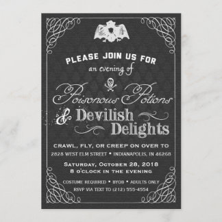 Invitation Le noir et le blanc de l'Halloween classique et le