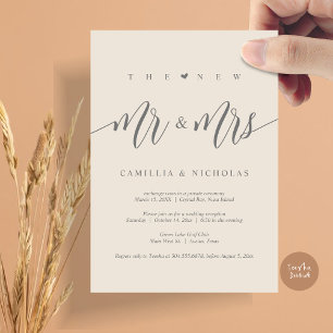 Invitation Le Nouveau M. et Mme, Mariage Elopement Party