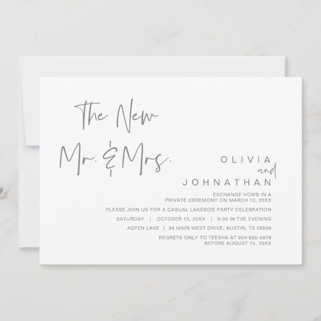 Invitation Le Nouveau M. et Mme, Mariage Elopement Party Invi (Devant)