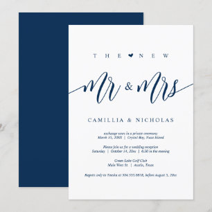 Invitation Le Nouveau M. et Mme, Mariage Elopement Party Invi
