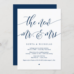 Invitation Le nouveau M. et Mme, Mariage Elopement Party Invi