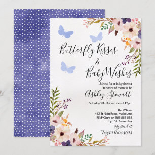 Invitation Le papillon floral embrasse le garçon d'invitation