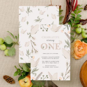 Invitation Le Papillon Floral Mignonne Tourne Un Premier Anni