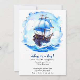 Invitation Le paradis du marin : Bébé Nautique Douche pour bé