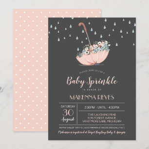 Invitation Le parapluie avec la fille de fleurs ou le bébé de