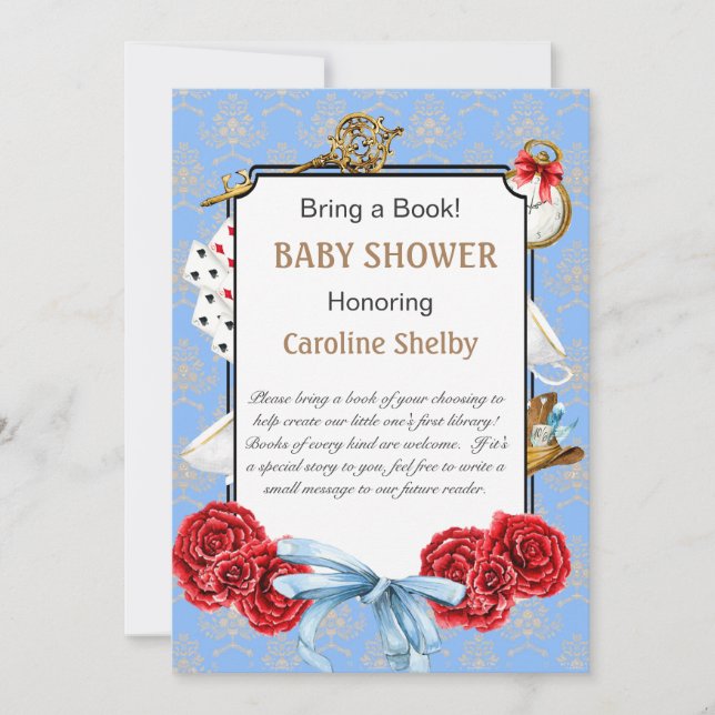Invitation Le pays des merveilles offre un Baby shower de liv (Devant)