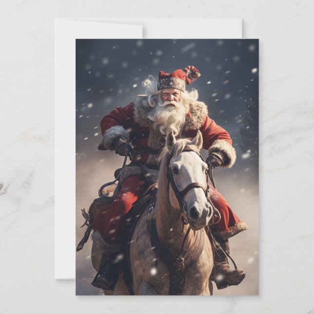 Invitation Le Père Noël à cheval (Dos)