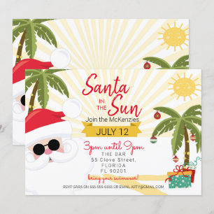 Invitation Le Père Noël au soleil fête d'été Australie Noël