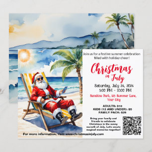 Invitation Le Père Noël au soleil fête d'été Australie Noël