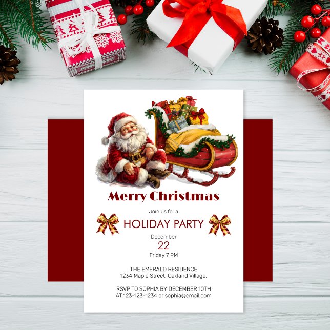 Invitation Le Père Noël avec l'aube Plein de cadeaux Noël (Créateur téléchargé)