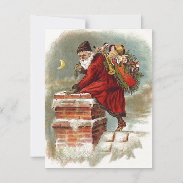 Invitation Le Père Noël de Noël de Chimney (Devant)
