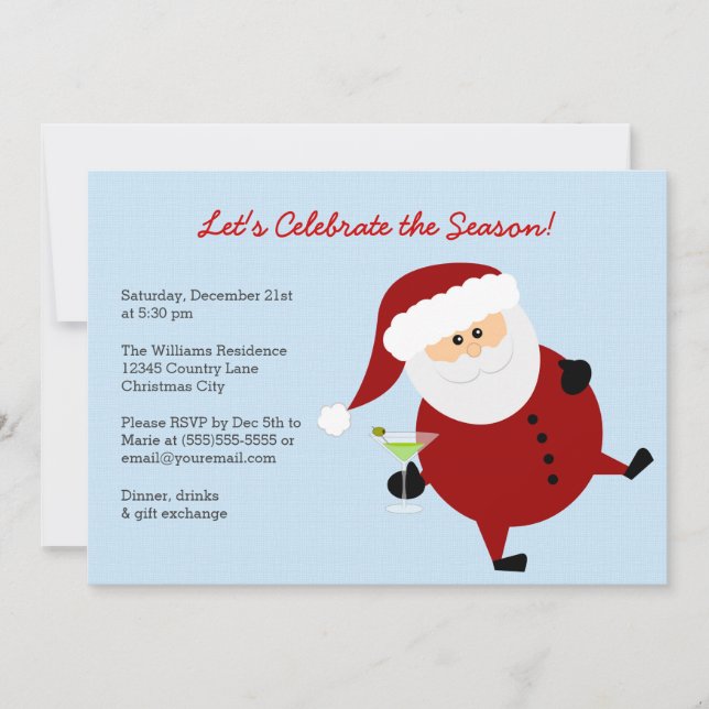 Invitation Le père noël pompette célèbrent la fête de Noël (Devant)