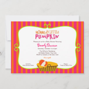 Invitation Le petit Baby shower Citrouille de maman rose et o
