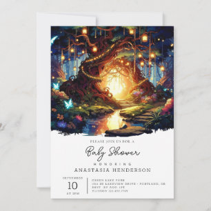 Invitation Le petit Baby shower forestier enchanté de Boho