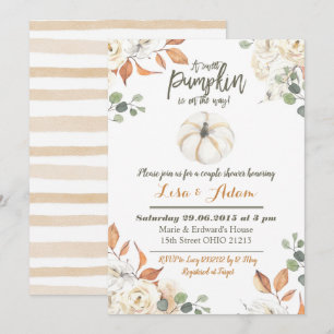 Invitation Le petit citrouille blanc est sur la douche de