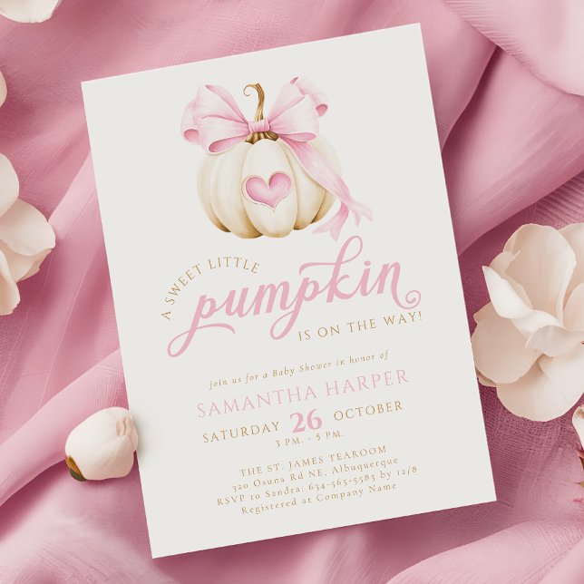Invitation Le petit Citrouille est sur le Baby shower rose Wa (Créateur téléchargé)