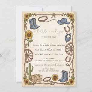 Invitation Le Petit Cowboy Est En Route Fête Prénatale Pour B