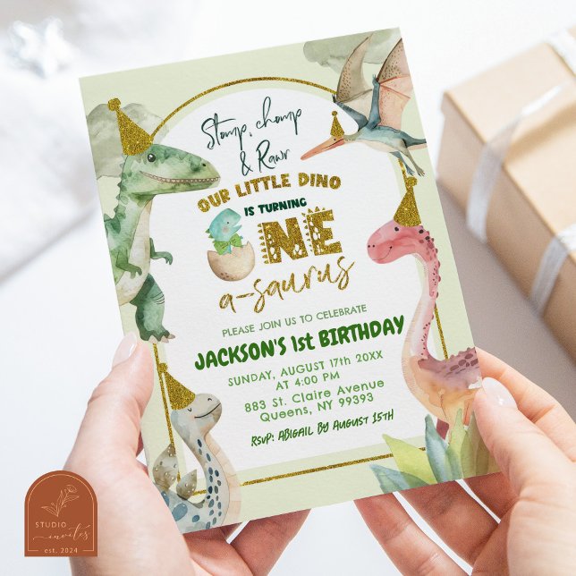 Invitation Le Petit Dinosaure Tourne Un Premier Anniversaire (Créateur téléchargé)