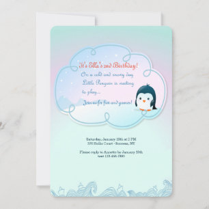 Invitation Le petit pingouin veut jouer à l'invitation