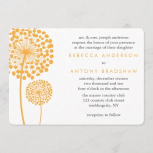 Invitation Le pissenlit orange souhaite le mariage