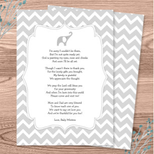 Invitation Le poème de baby shower vous remercient des notes,