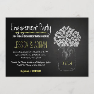 Invitation Le pot de maçon de tableau fleurit la partie de