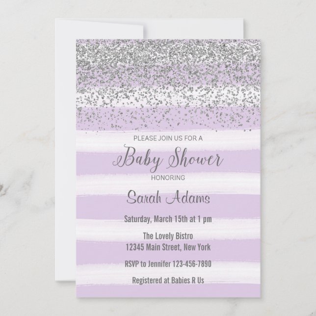 Invitation Le pourpre barre l'invitation de baby shower (Devant)