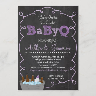 Invitation Le pourpre couple l'invitation de baby shower de