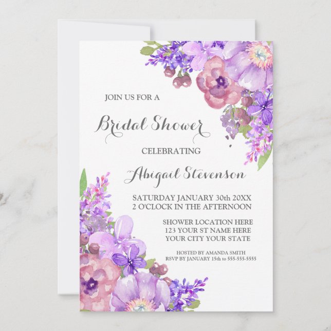 Invitation Le pourpre lilas rustique fleurit la Fête de la (Dos)