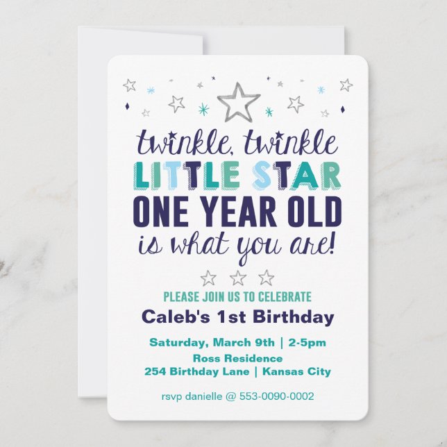 Invitation Le premier anniversaire de peu de garçon d'étoile (Devant)