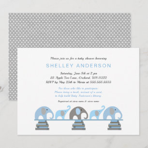 Invitation Le premier Baby shower de la bibliothèque Blue Ele